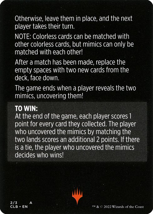 Mimic Match // Mimic Match (cont'd) - Verso