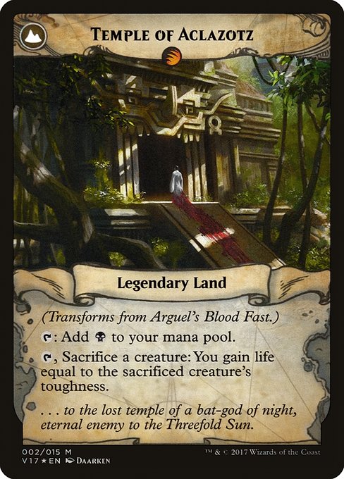 Arguel's Blood Fast // Temple of Aclazotz - Verso